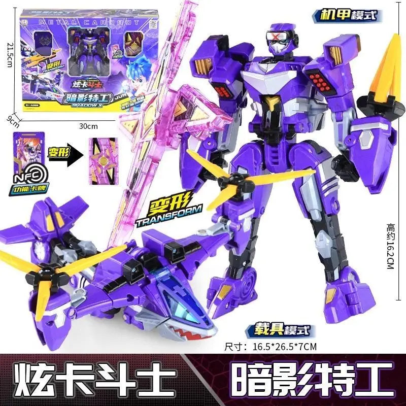 In Stock New Metal Cardbot Transforming Robot To Car Action Figures Blue Cop With Card Transformation Car Birthday Toy Gift
