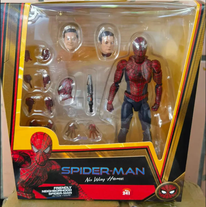 Mafex 241 Spider-Man No Way Home Articulated Action Figure Collectible Model With Replaceable Heads Hands 15.5cm For Marvel Fans