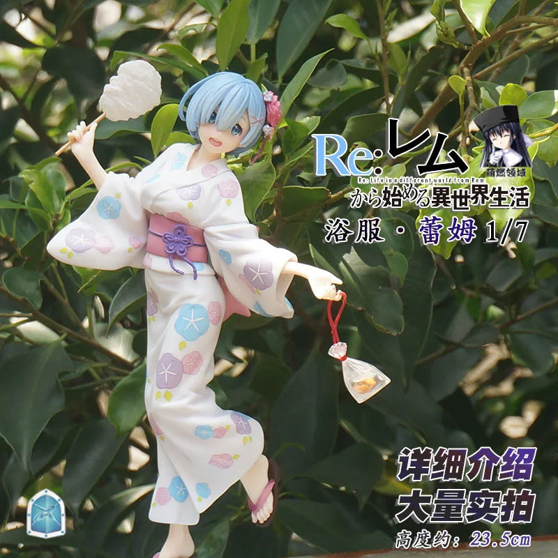 【Premium Version】23cm Re:Zero−Starting Life In Another World-Rem In Yukata(Summer Kimono)Anime Figure Model Desktop decoration