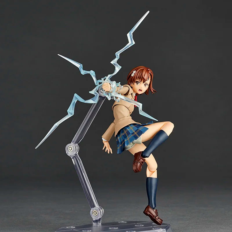 Original Kaiyodo A Certain Scientific Railgun T Amazing Yamaguchi Revoltech NR043 Mikoto Misaka Winter Uniform Ver Figures Model