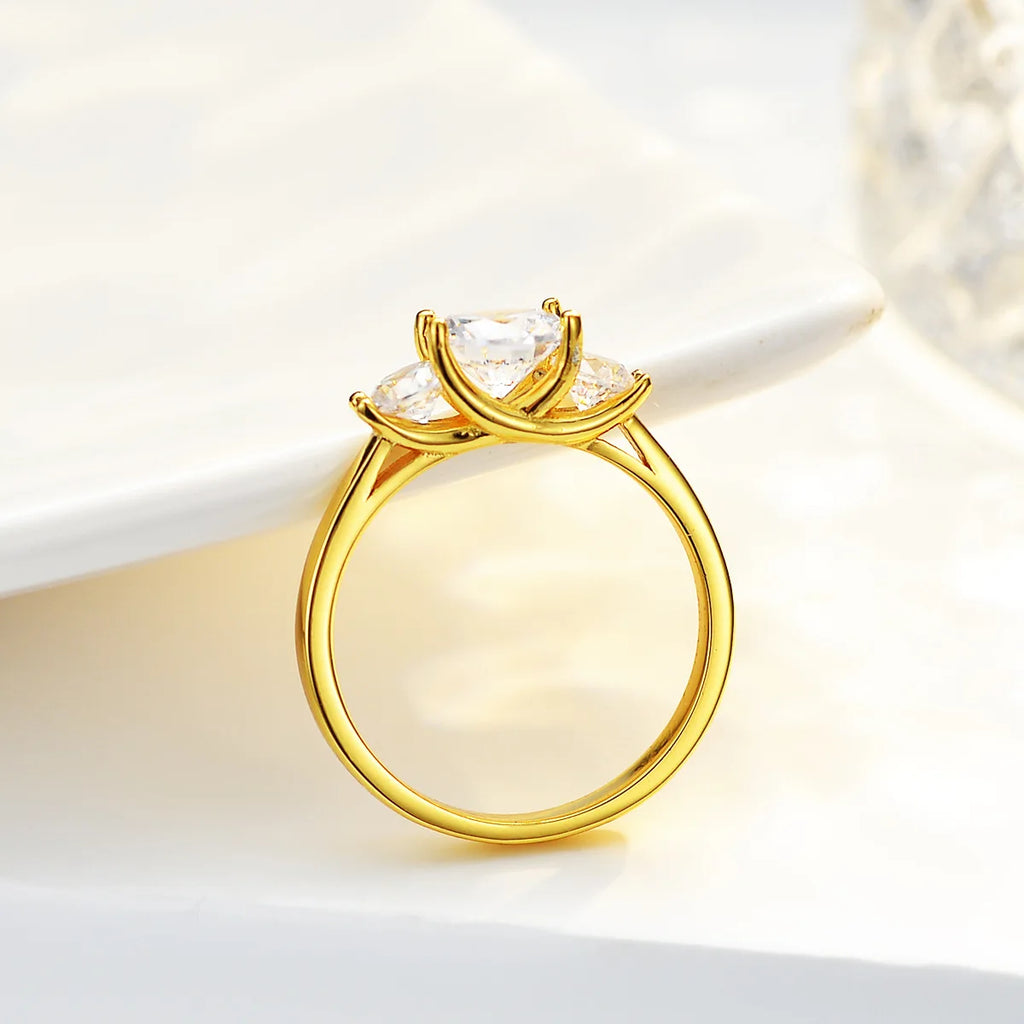 Women's 24K AU999 Gold Ring - 1 Carat 6.5MM Round Moissanite, Elegant Jewelry Piece