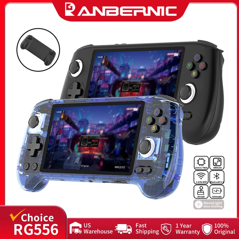 ANBERNIC RG556 Retro-Handheld-Spielekonsole, 5,48-Zoll-AMOLED-Bildschirm, WLAN, Android-Videospiel-Player, unterstützt AI Assistant Streaming