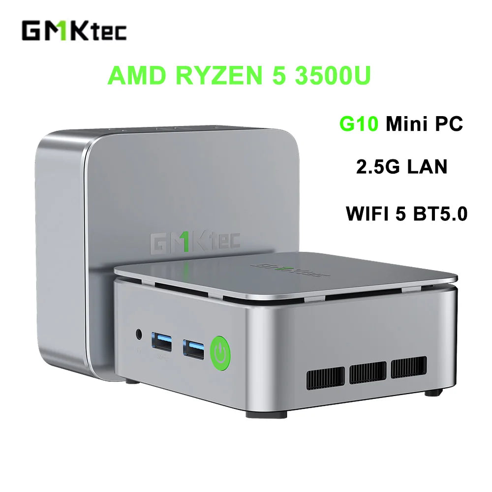 GMKtec G10 Mini PC AMD Ryzen 5 3500U 16GB DDR4 500GB SSD NVME Wifi5 BT5.0 Windows 11 Triple Display Desktop DIY Gamer Computer