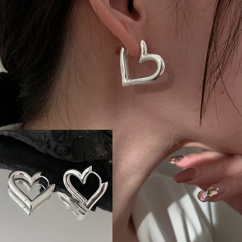 VENTFILLE 925 Sterling Silver Chunky Hoop Earrings for Women Geometric Circle Punk Ear Jewelry Party Gifts 2023 New Dropshipping