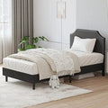 LIKIMIO Upholstered Platform Twin Bed Frame with Nailhead Trim Headboard, Height Adjustable, No Box Spring Needed, Noise-Free, G