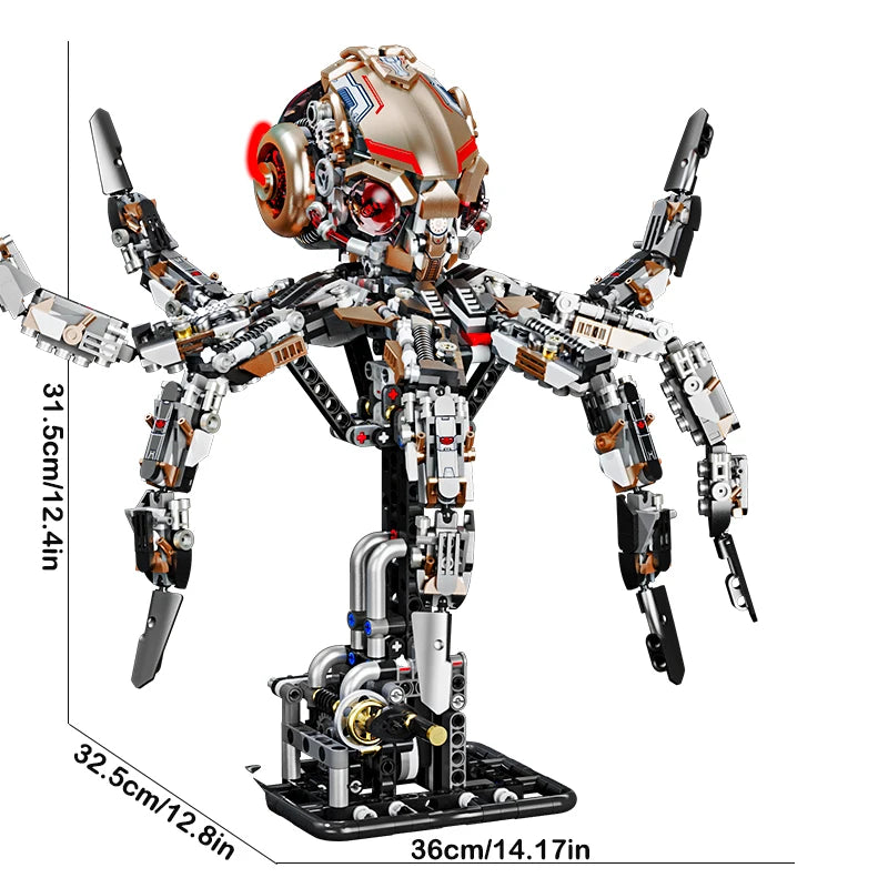 1388+pcs Mechanical Whale Building Blocks MOC Sea Life Model Animal World Set With light Bricks Kids STEM Toys Children's Gifts