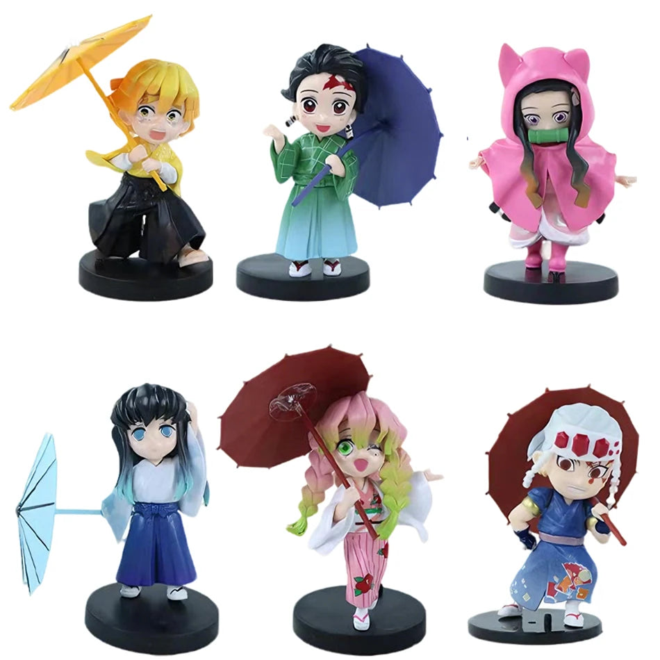 In stock 12cm kawaii  Demon Slayer Plum Rain Series with Box Handmade Model no Yaiba Kamado Nezuko Action Figure Ornament Gift