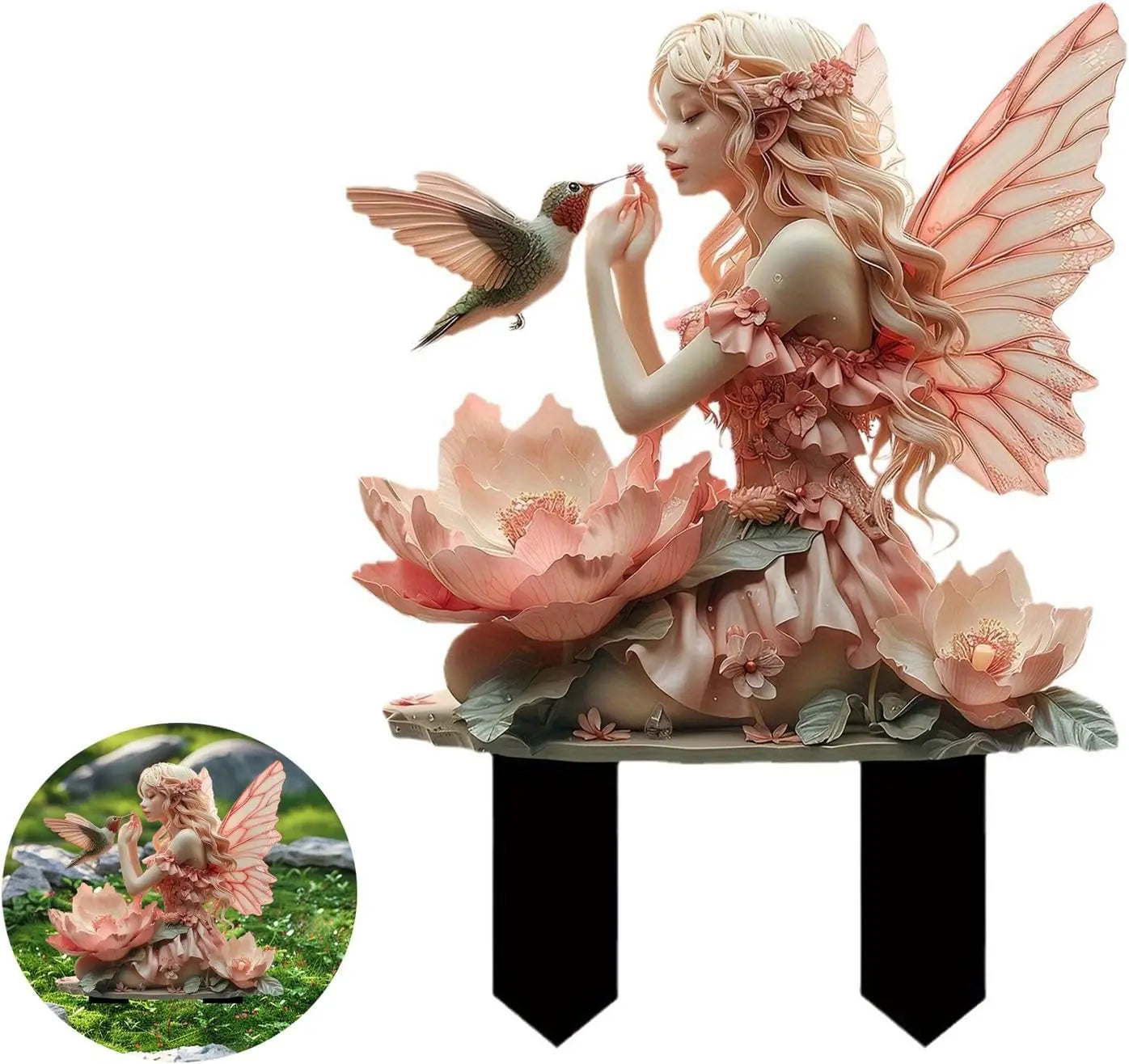 2D Flat Fairy Garden Decor Elf Garden Stakes Decorative Acrylic 2D Fairy Stake  Outdoor Garden Fairy Statue Ornaments Gifts