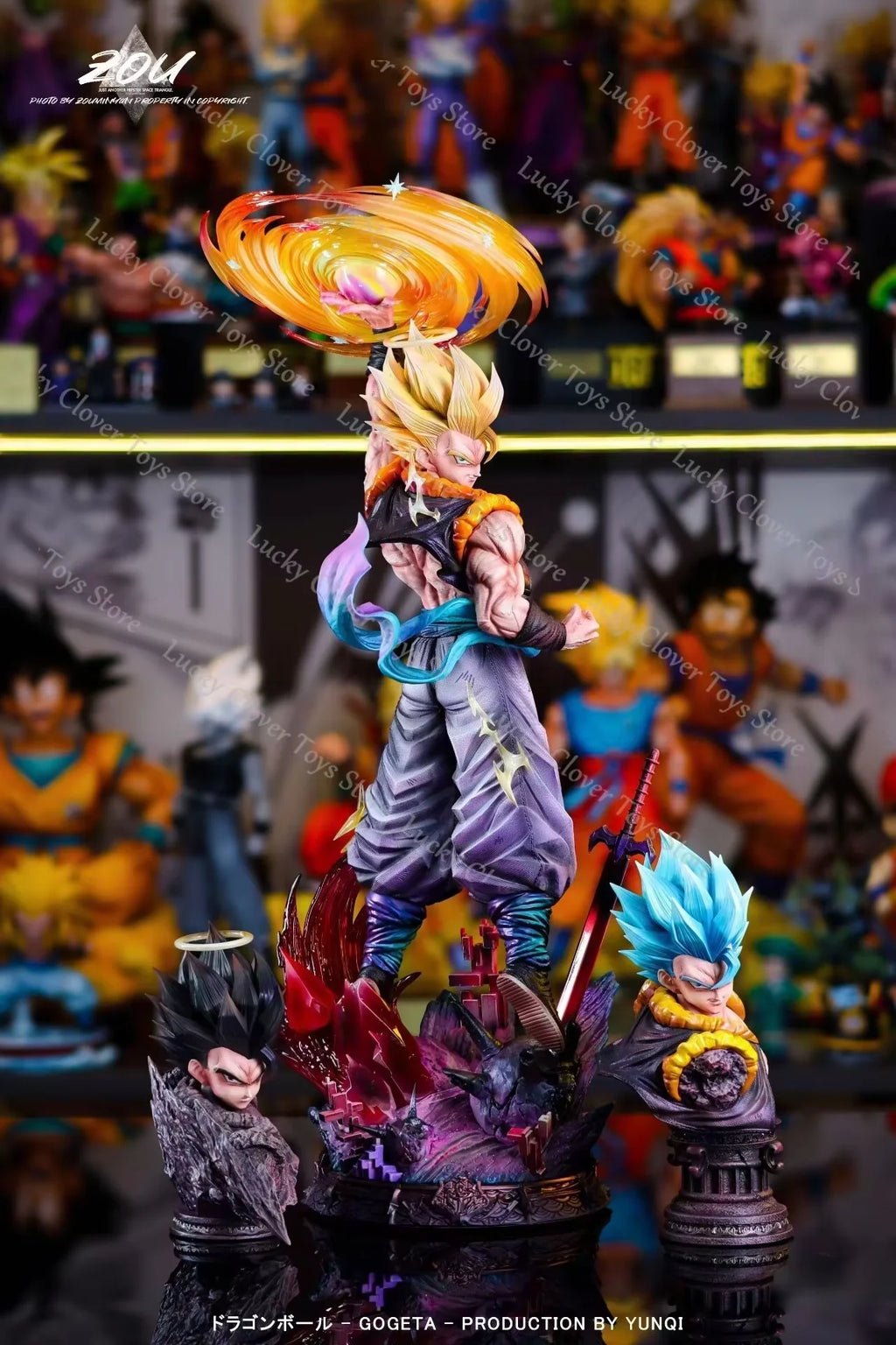 JT Studio 45cm Dragon Ball Z Gogeta Anime Figures Clouds Rising Gogeta Figure PVC Statue Collection Model Room Decor Gifts Toys