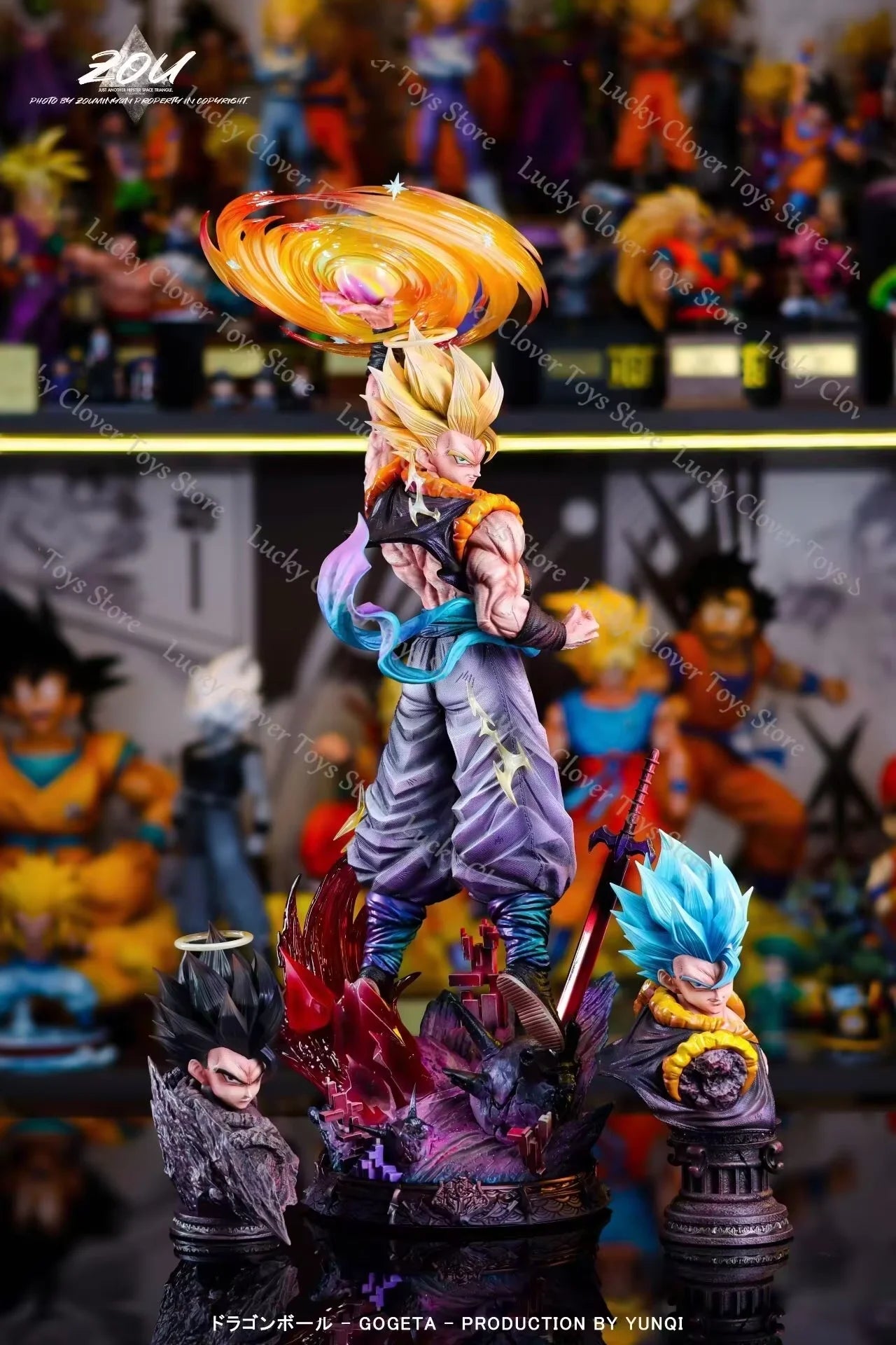 JT Studio 45cm Dragon Ball Z Gogeta Anime Figures Clouds Rising Gogeta Figure PVC Statue Collection Model Room Decor Gifts Toys