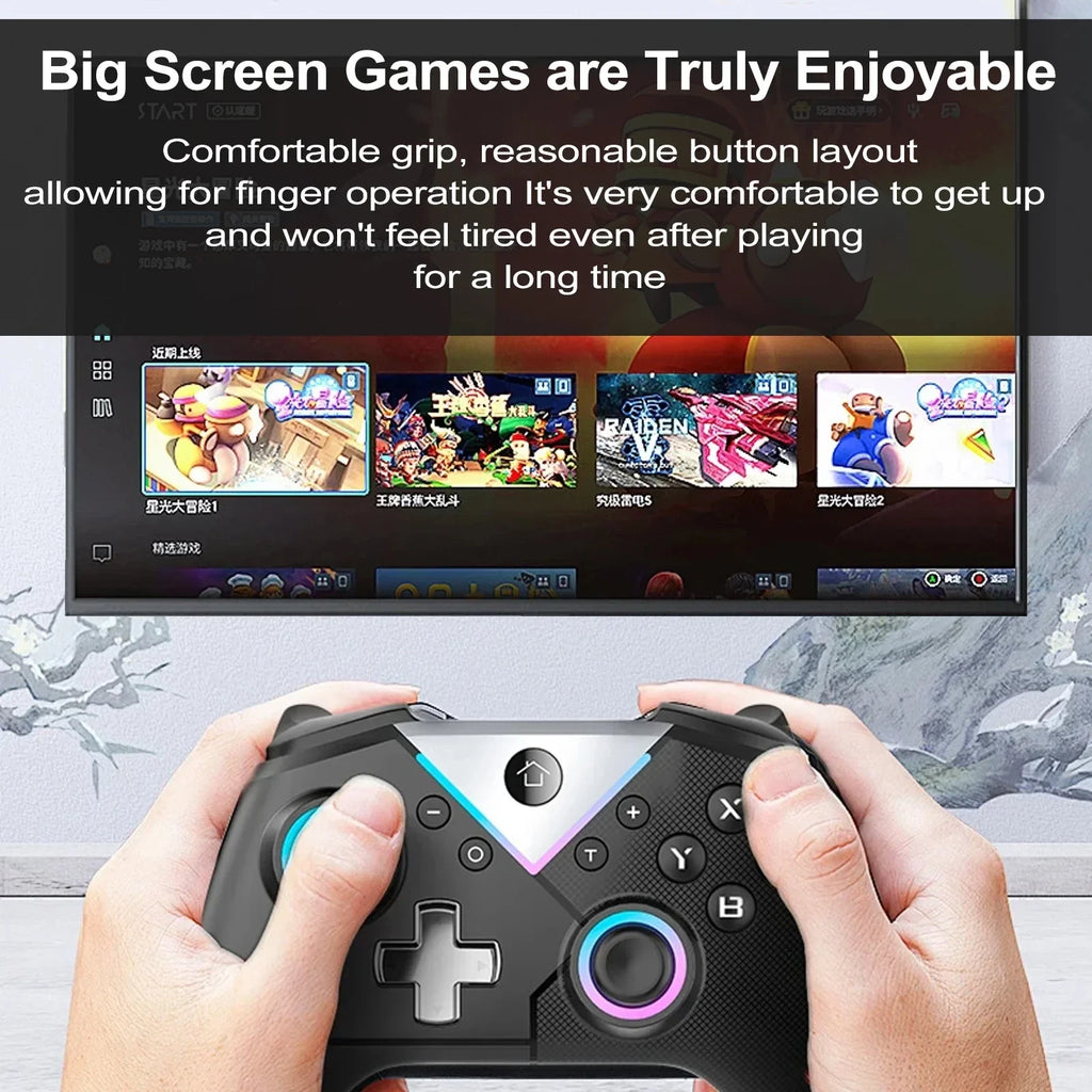 617 Wireless Pc Gaming Controller, With Rgb Led Light Compatible With Pc/Nintendo Switch/Mobile Phone/Android Gamepad Joystick