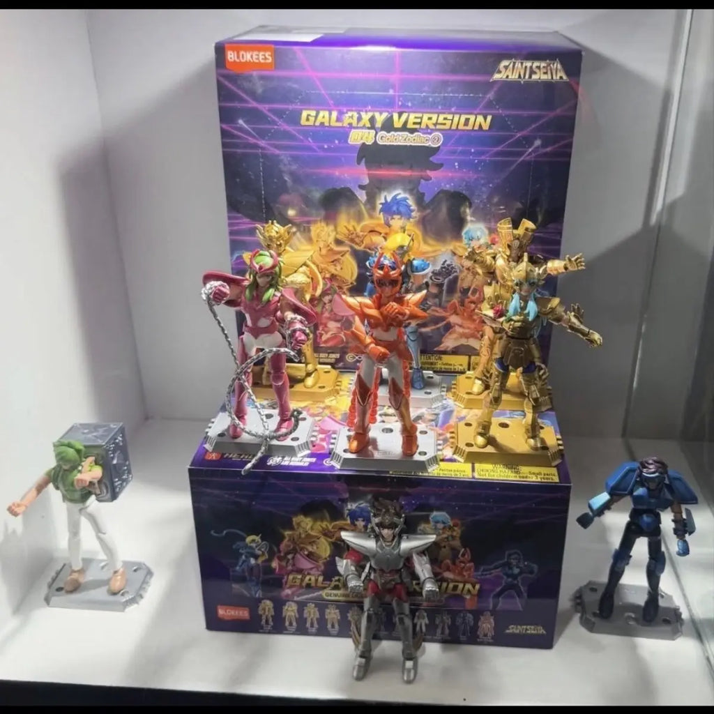 New Blokees Saint Seiya Blind Box Galaxy Version Vol.4 Gold Zodiac Anime Saga Action Figures Assembled Model Toy Collectible