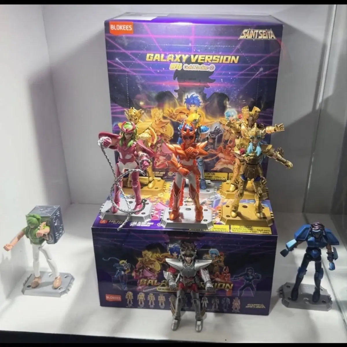 New Blokees Saint Seiya Blind Box Galaxy Version Vol.4 Gold Zodiac Anime Saga Action Figures Assembled Model Toy Collectible