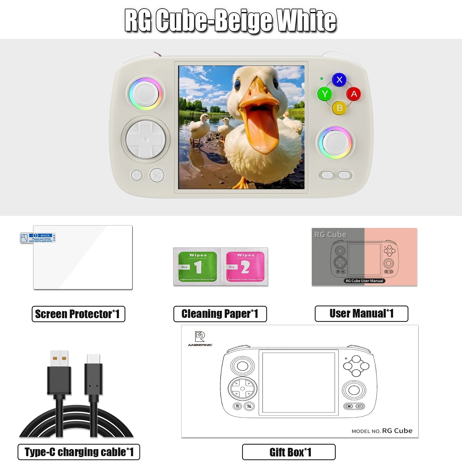 ANBERNIC RGCube Handheld Game Console Android 13 Game Player 3.95" IPS Screen Unisoc T820 RGB Lighting RG Cube dual high-Speaker