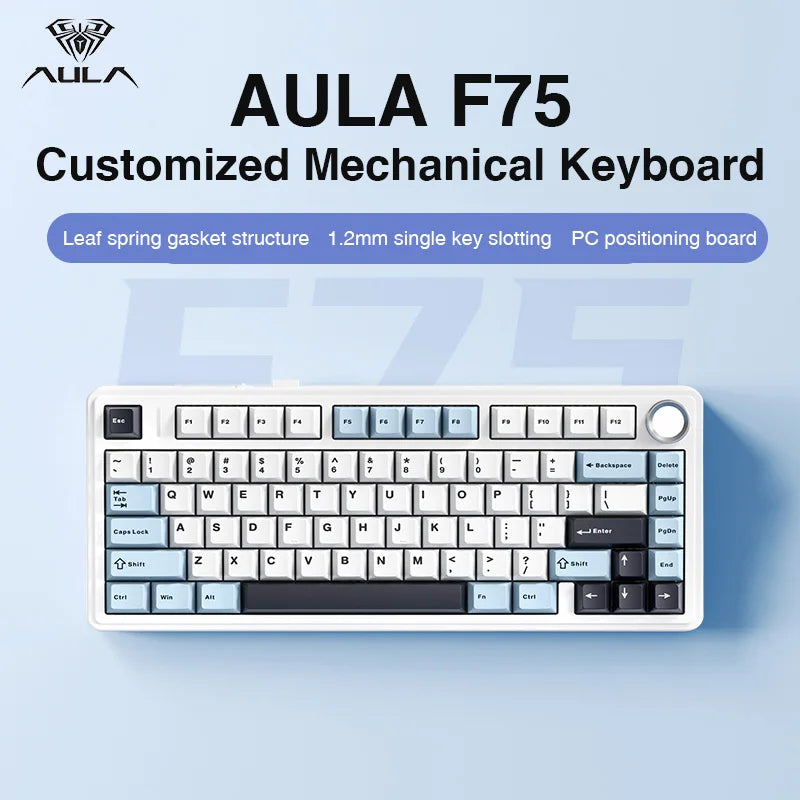 AULA F75 2,4G Wireless/Bluetooth/Wired Gaming Mechanische Tastatur RGB Angepasst 75% Layout OEM Profil Dichtung Struktur