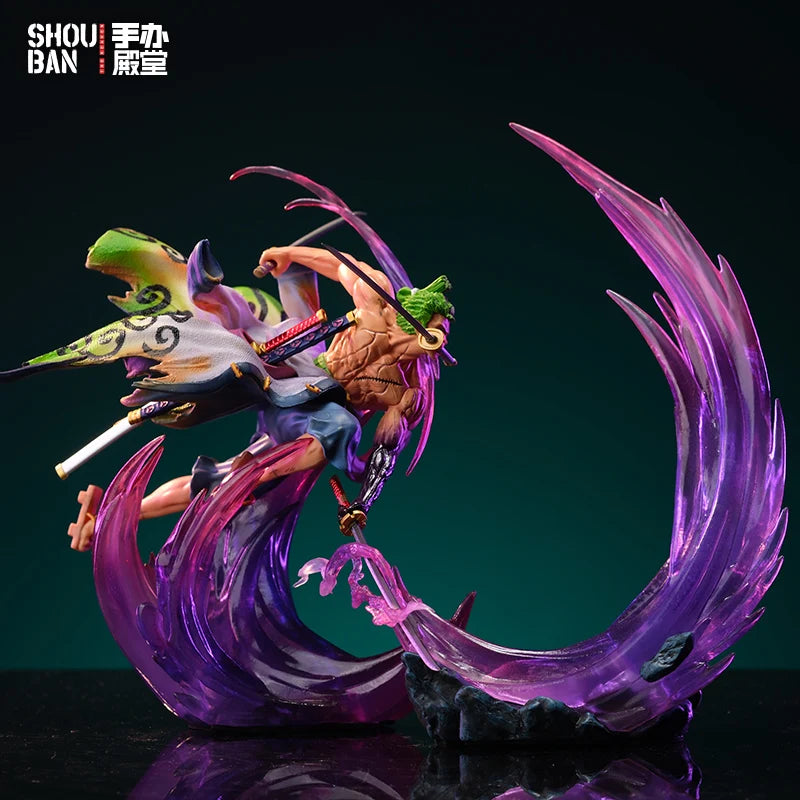 24CM One Piece Anime Figure GK Ghost Island Sakura Roronoa Zoro Glowing Pvc Action Figurine Collection Model Toys Children Gifts