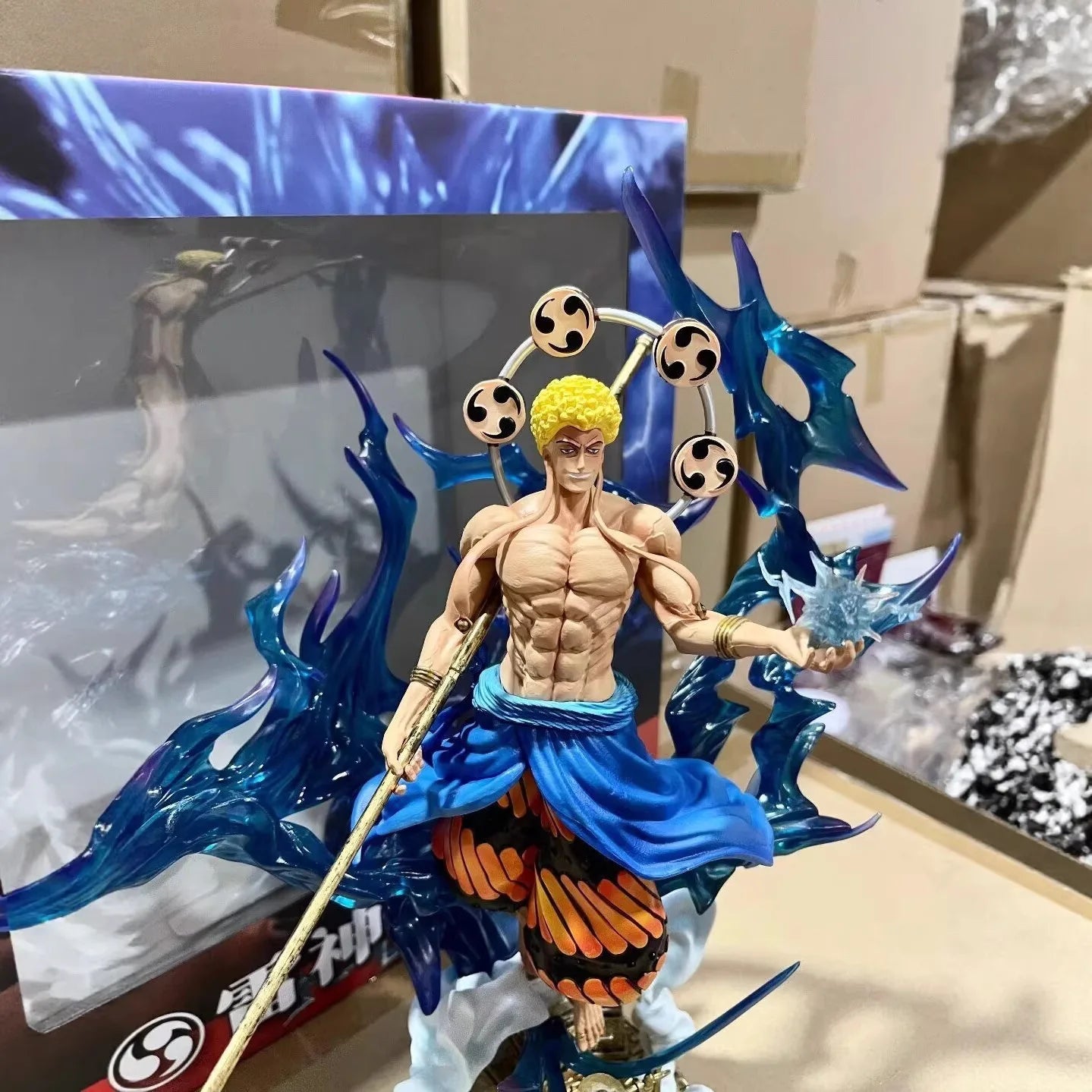 One Piece Enel Thunder God Light Up Double Head Sculpt Anime Action Figure Statue Desktop Decoration For Anime Fans Gift