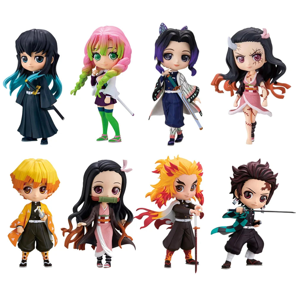 Kawaii Anime Demon Slayer Figure Nezuko Tanjirou Zenitsu Inosuke Kyoujurou GiyuuQposket PVC Model Toys children Gift