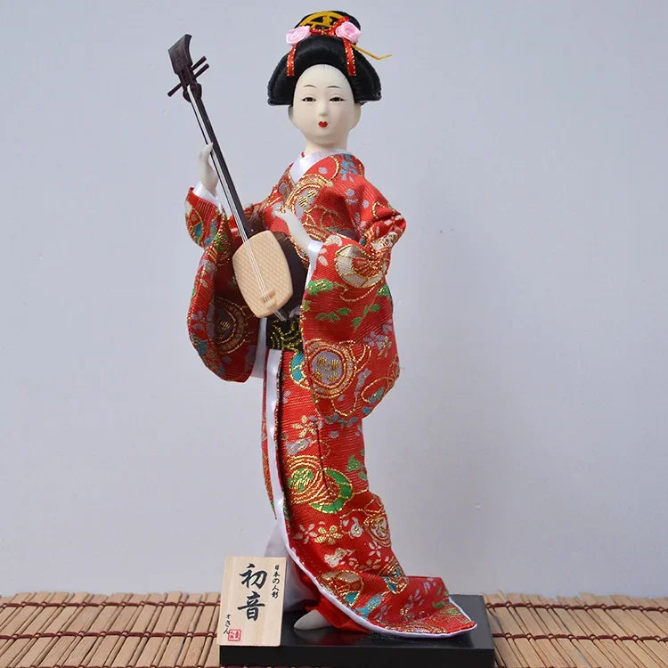 12inch Japanese Geisha Doll Statuette Sitting Figurine Japanese Kimono Kokeshi Kabuki Geisha Handicraft Ornament Birthday Gift