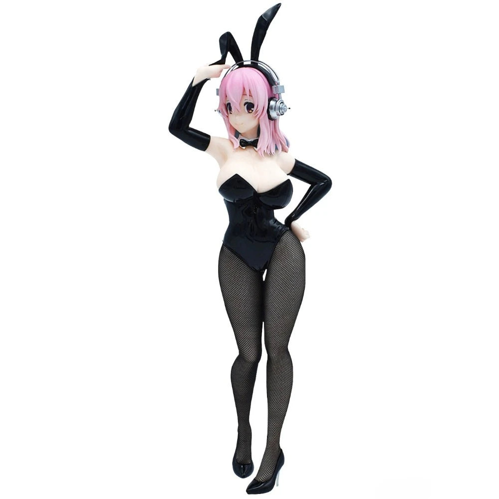 In Stock FuRyu Original Genuine SoniComi Super Sonico BiCute Bunnies Figure Black 28cm Sexy Collections Model Toy Figures Gift