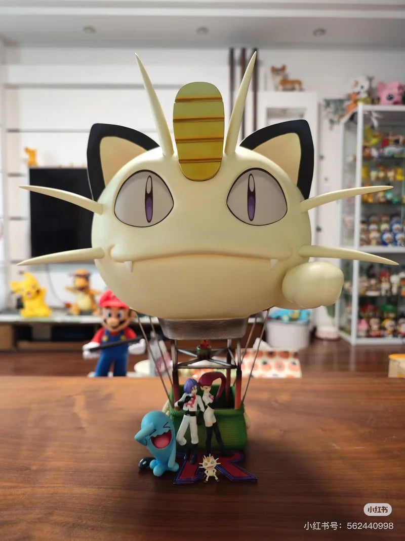 40cm Rocket Team Anime Figure Meowth Hot Air Balloon Figures Wobbuffet Figures Pvc Statue Collection Model Custom Gifts Toys