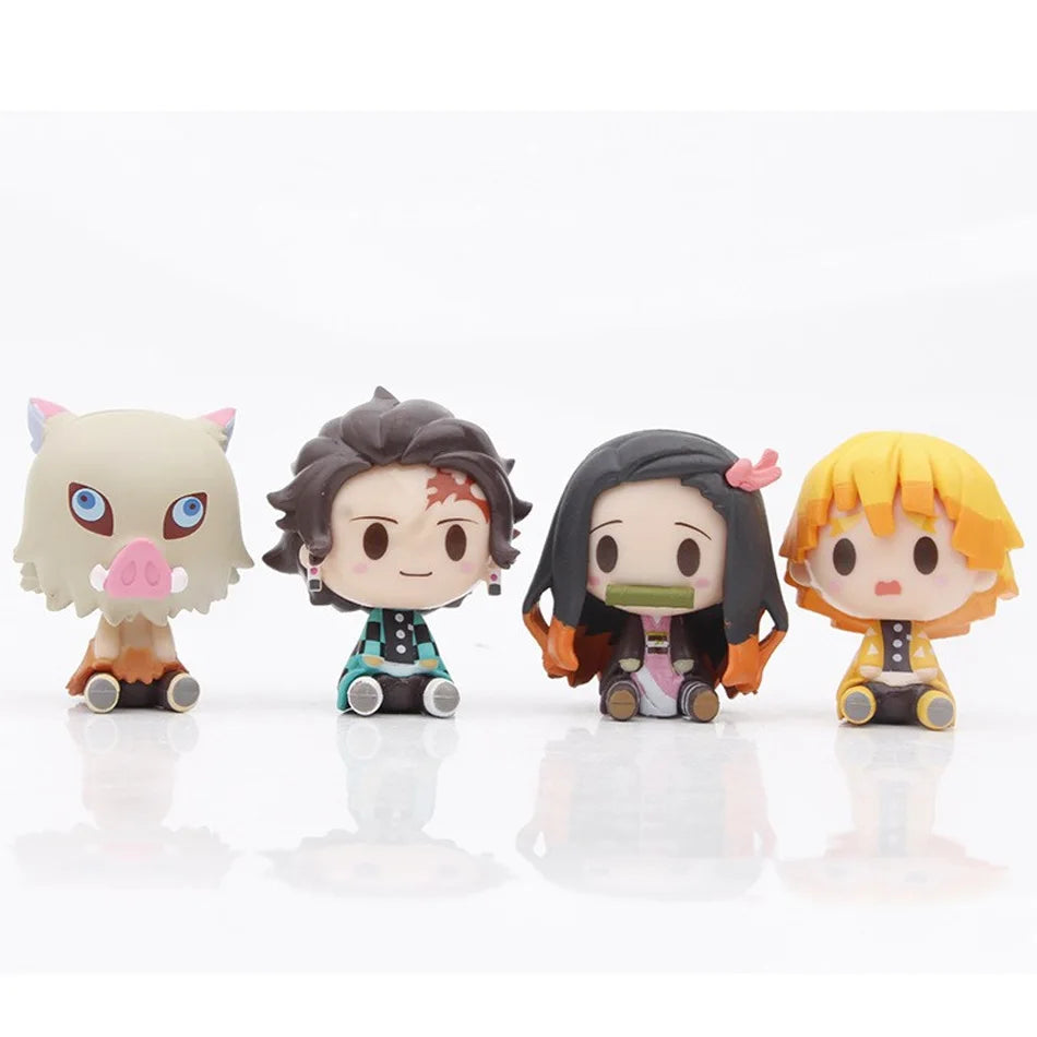 4pcs/set Demon Slayer Action Figure Kimetsu No Yaiba Kamado Tanjirou Nezuko Agatsuma Zenitsu Action Figure Anime Model Toys Gift