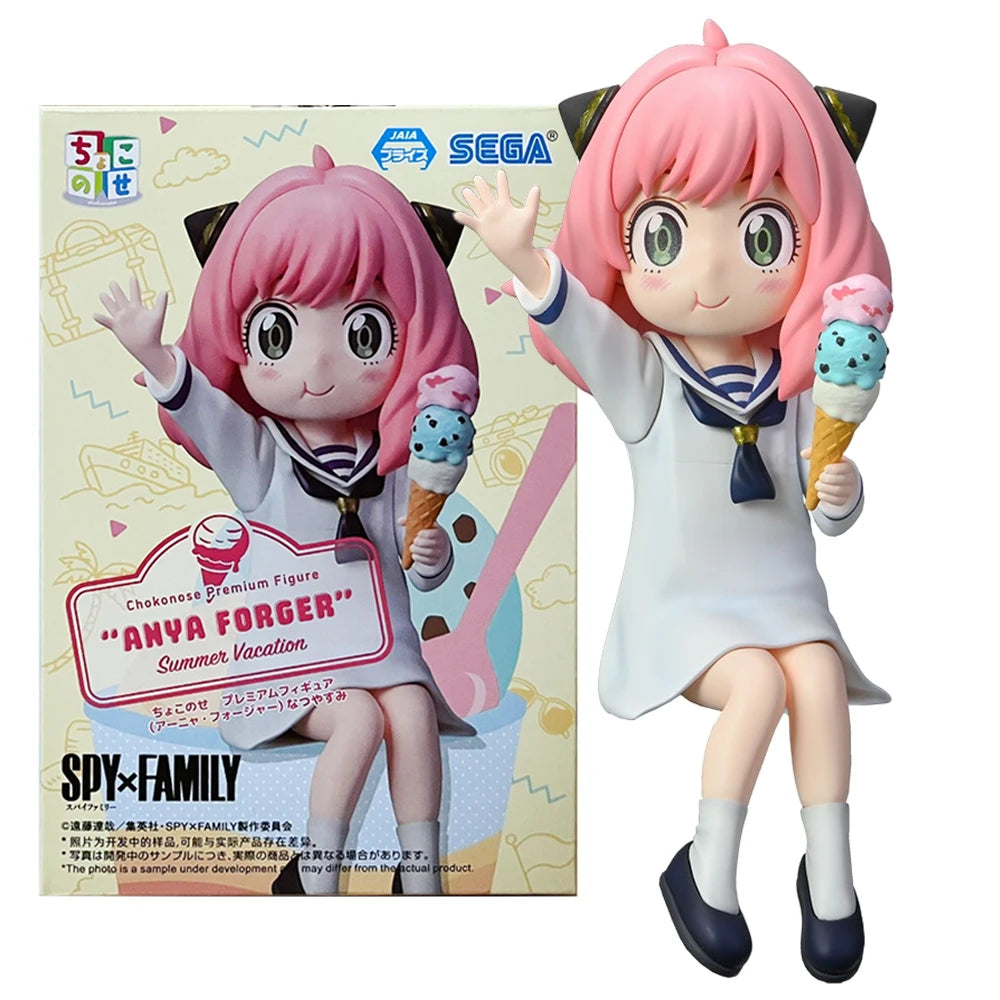 12CM Anime Spy × Family Anya Forger Figure Noodle Stopper Figure Summer Vacation Sailor Clothing Dress Up Model Toy Doll Acition