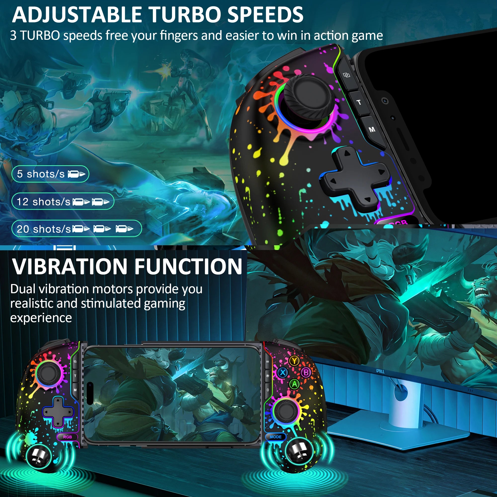 BEBONCOOL MC302 Gamepad Type-C Mobile Phone Controller Hall Effect Stretching Handle Joystick Android Ps Cloud Game Customized