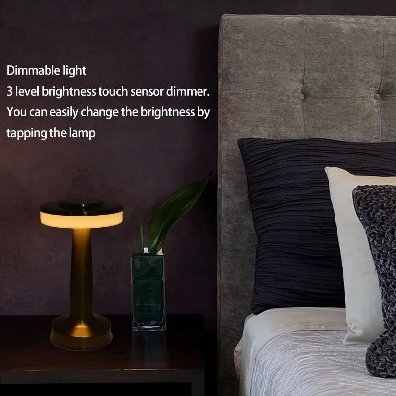 Metal Desk Lamp USB Rechargeable Portable Mood lig Touch Table Lamp Bedside Night Light for Bar KTV Hotel Coffee Shop Bedroom