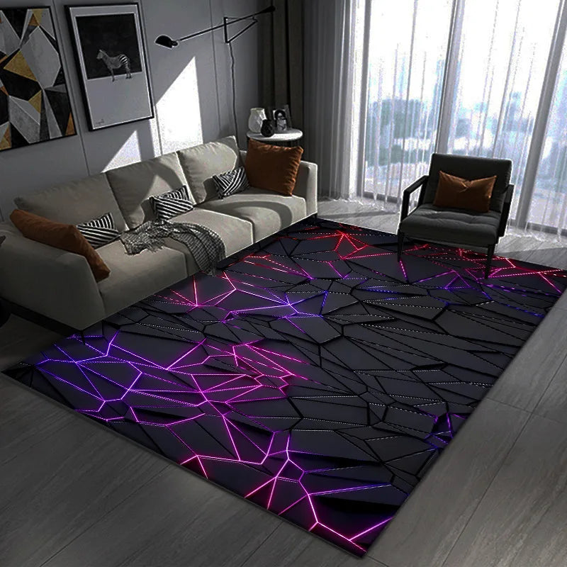 VIKAMA Dazzling 3D Visual Geometry Pattern Large Area Full Carpet Bedroom Gaming Gaming Room Decorative Carpet