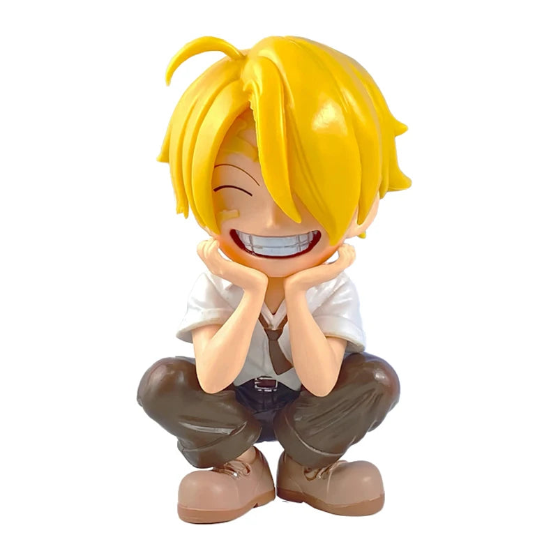 Anime Action Figure Statue: Sitting Luffy, Zoro, Sanji Chibi Style Car Decor Gift for OP Fans