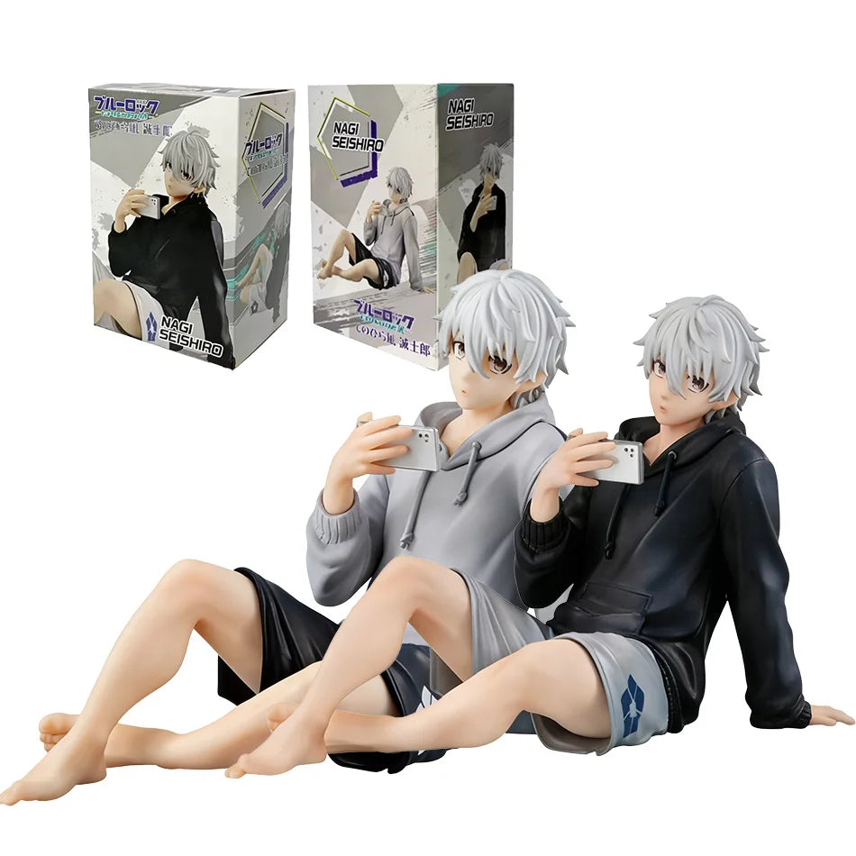 9cm Anime Merch BLUE LOCK Action Figures Nagi Seishiro Repaint Ver. Sitting Figurine PVC Collectible Model Kids Doll Toys Gift