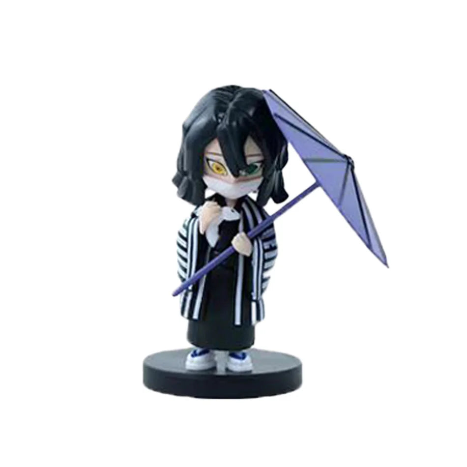6pcs Q Version Demon Slayer Sitting Ghost Doll Tanjiro Nidouzi Inosuke Zenizu Toy Figural PVC Model Gift
