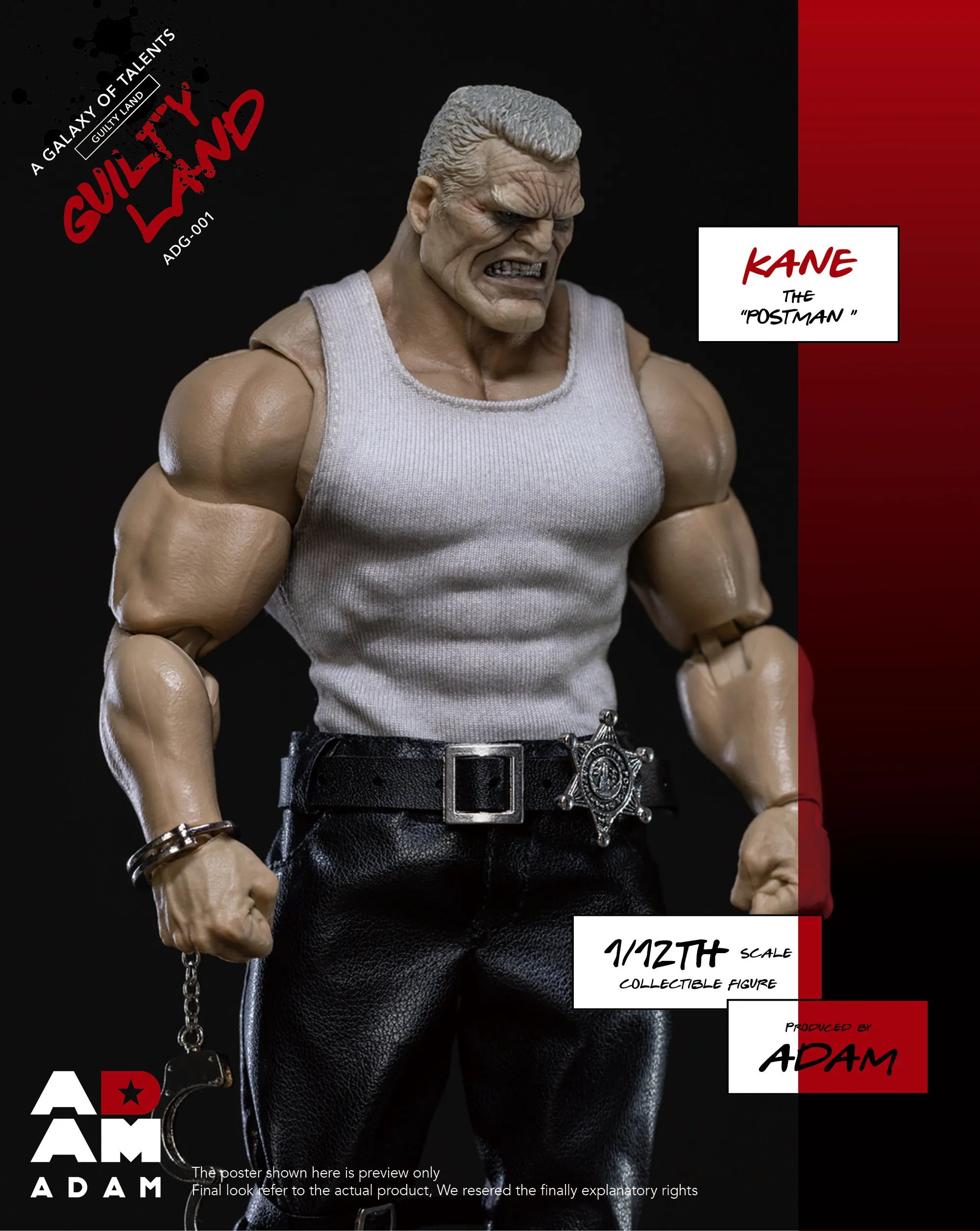In Stock ADAM-ADG-001 KANE THE POSTMAN 1/12 Movable Model Toys Sin City A GALAXY OF TALENTS GUILTY LAND