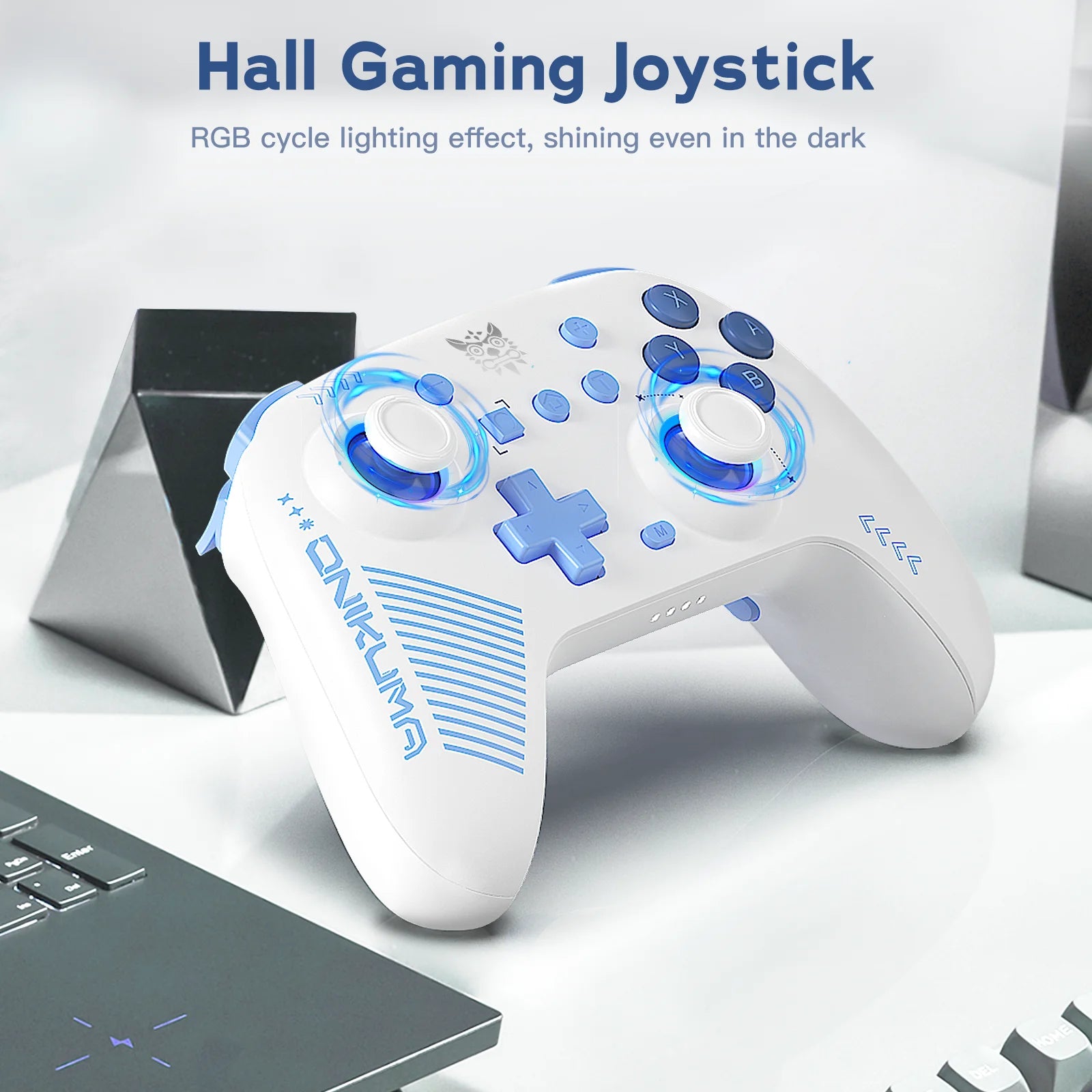 ONIKUMA Wireless Gaming Gamepads Dual Modes Mechanical Buttons Controller With RGB Cycle Lighting Effect Hall Gaming Joystick C1