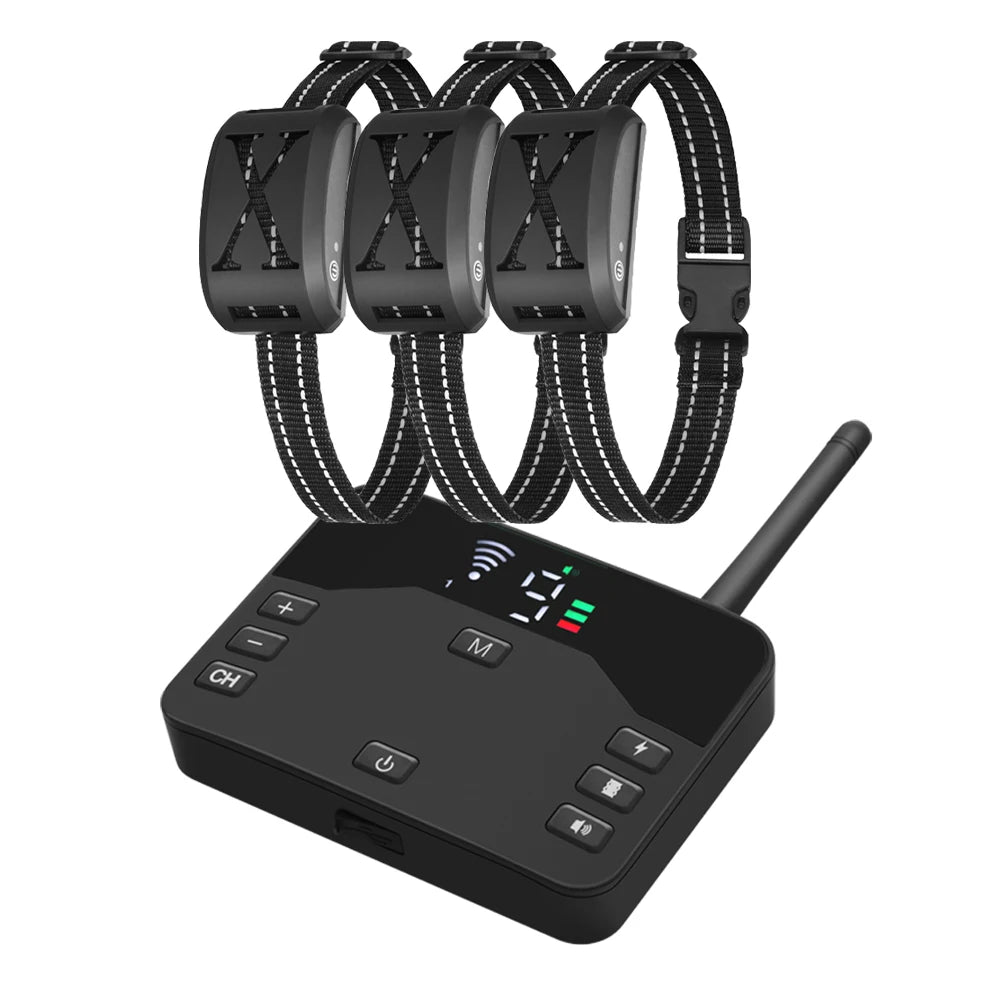 2 IN 1 Wireless Dog Electric Fence & Electric Shocker Training Collar Remote With Adjustable Beep Vibration Shock  Rechargeable