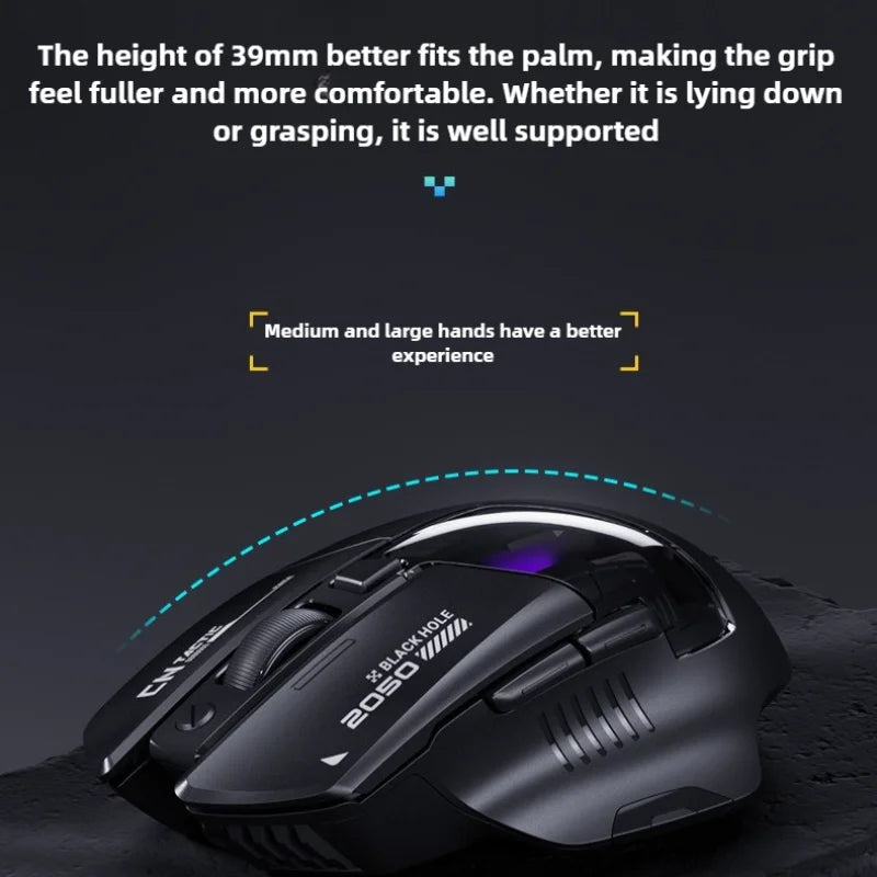 A9 Безжична 2.4G Bluetooth мишка RGB светлинен ефект 12800DPI Регулируема ергономична преносима мишка с индикатор за батерията