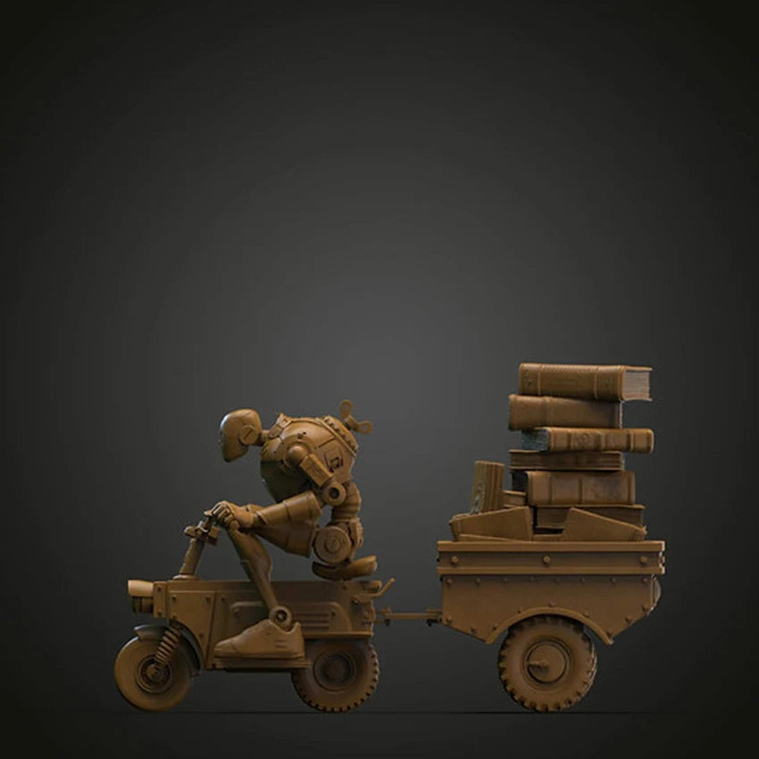 Unassambled   1/24   modern fantasy man with bike    figure  Resin figure miniature model kits Unpainted