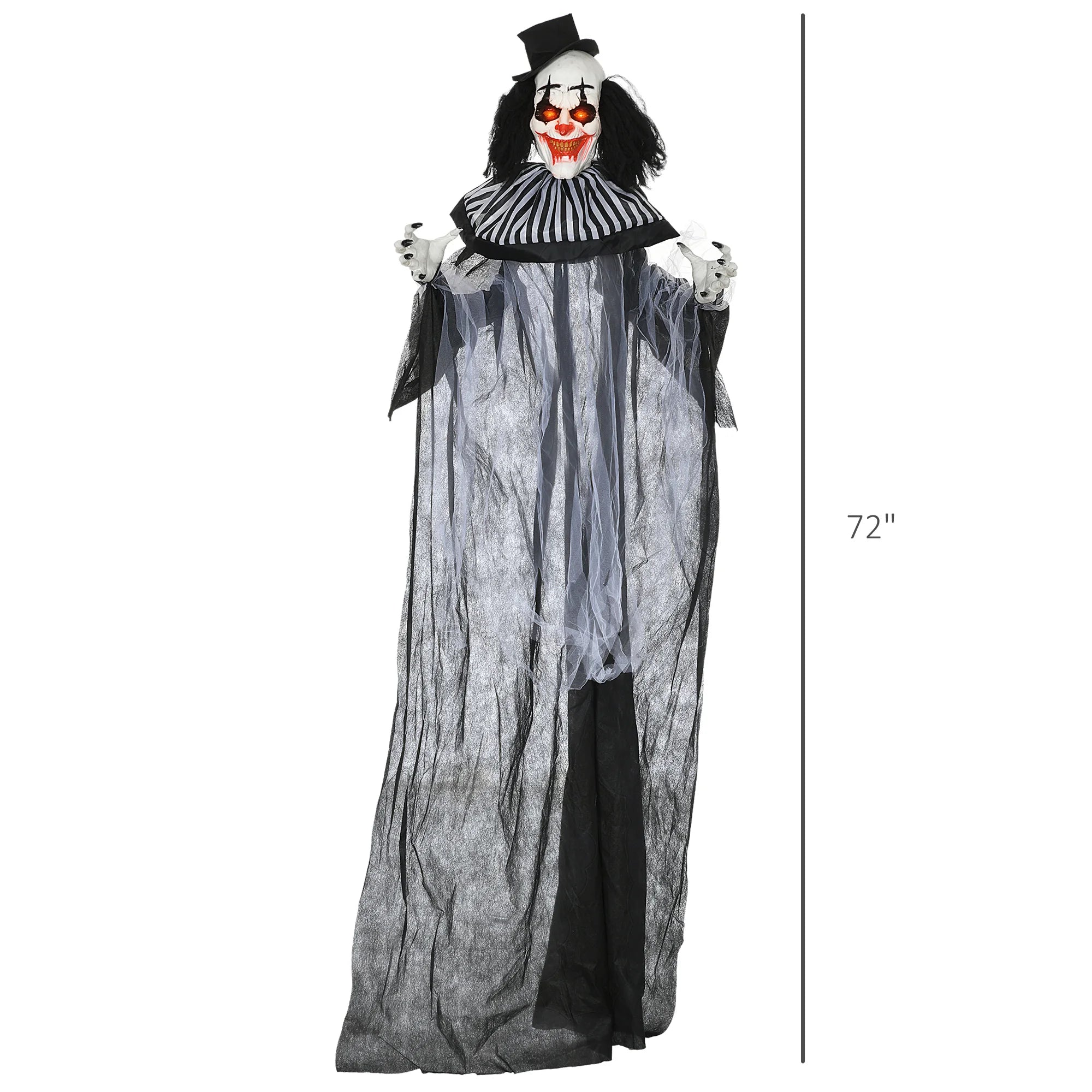 Classic Black and White Striped Clown Outdoor Halloween Decoration