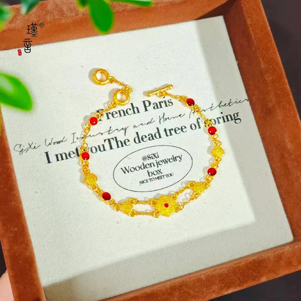 Gold shop 9999 24K real gold jewellery pattern bracelet for women Chinese style Forbidden City series hand decoration