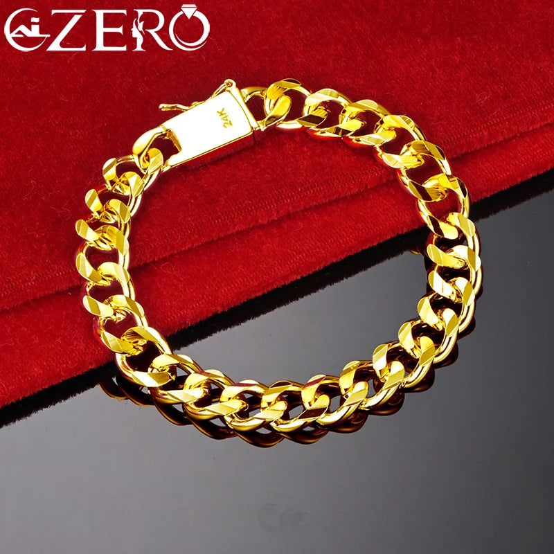 ALIZERO 18K Gold 10mm Kette Armband Für Mann Frau Mode Charms Hochzeit Engagement Party Schmuck Großhandel