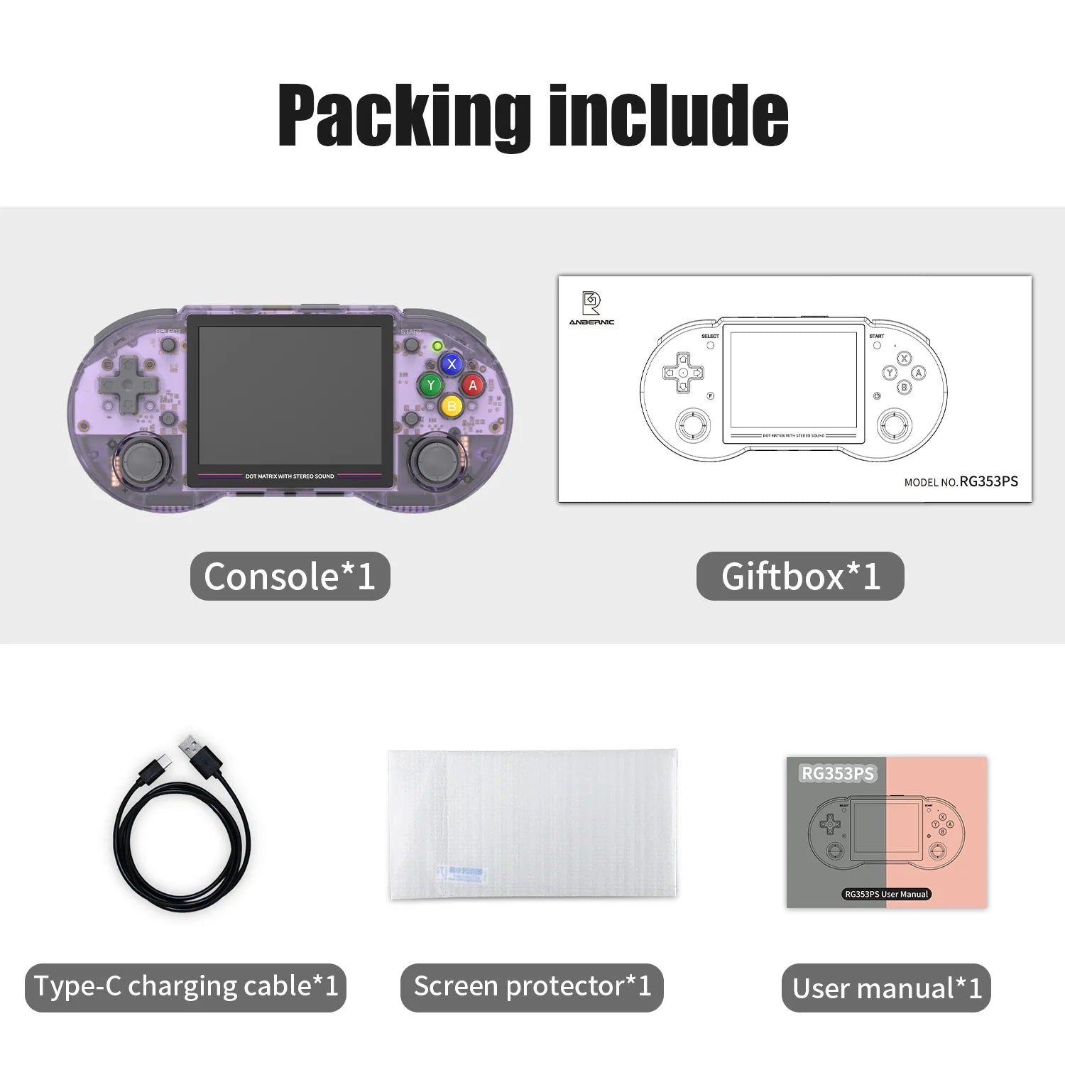 ANBERNIC RG353PS Retro Handheld Game Console 3.5'' IPS Screen Linux OS RK3566 64bit Game Player Built in 3500mAh Battery 128G