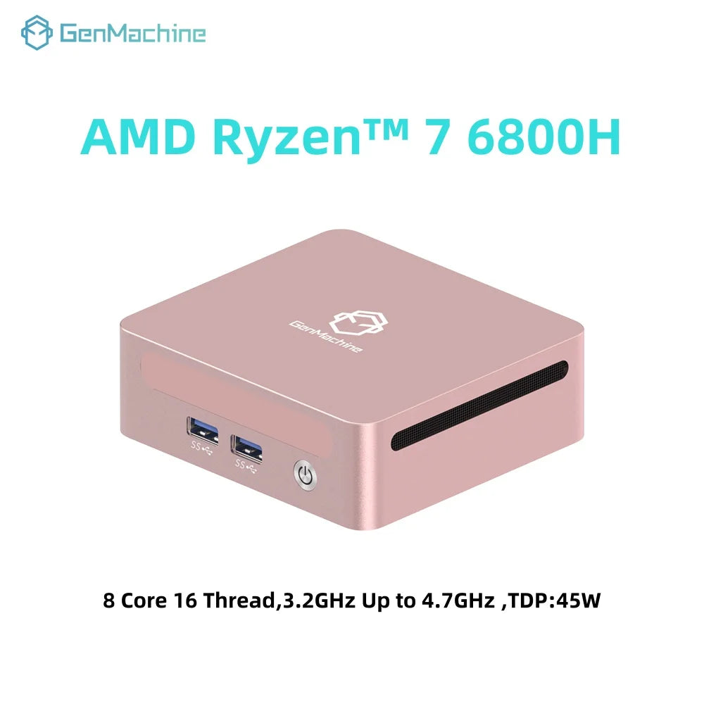 GenMachine Ryzen PRO 6800H MINI PC Windows 11 8C/16T 3.2Ghz LPDDR5 6400Mhz 24G RAM 256G ROM WIFI6 BT5.2 Diy Gaming Computer