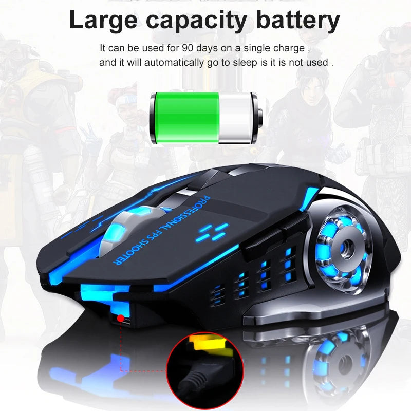Rechargeable Wireless Mouse 2.4Ghz Bluetooth Gaming RGB Mouse USB Silent Mechanical Backlight E-Sports Gamer Mice For Computer