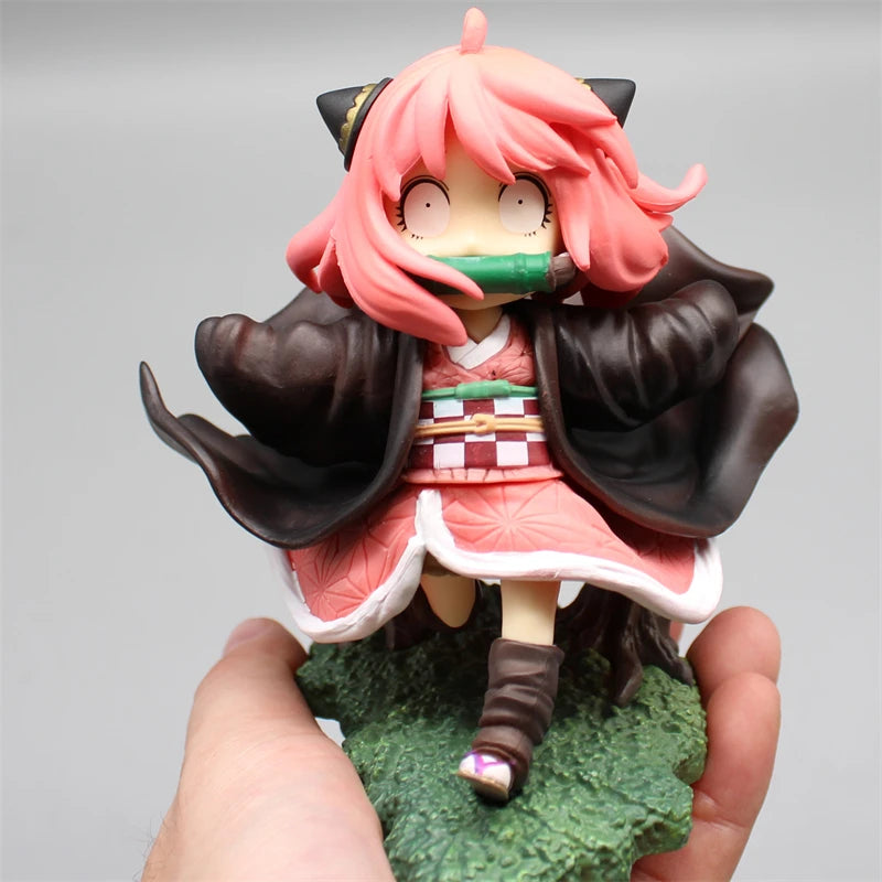 12cm Spy×Family Anya Forger Cos Kamado Nezuko Anime Action Figure Model Statue Collection Desktop Decoration Ornament Toys Gifts