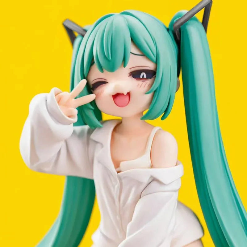 Hatsune Miku Anime Figure Gk Model Beautiful Girl White Pajama Collectible Statue Desktop Ornament For Adult Anime Collection