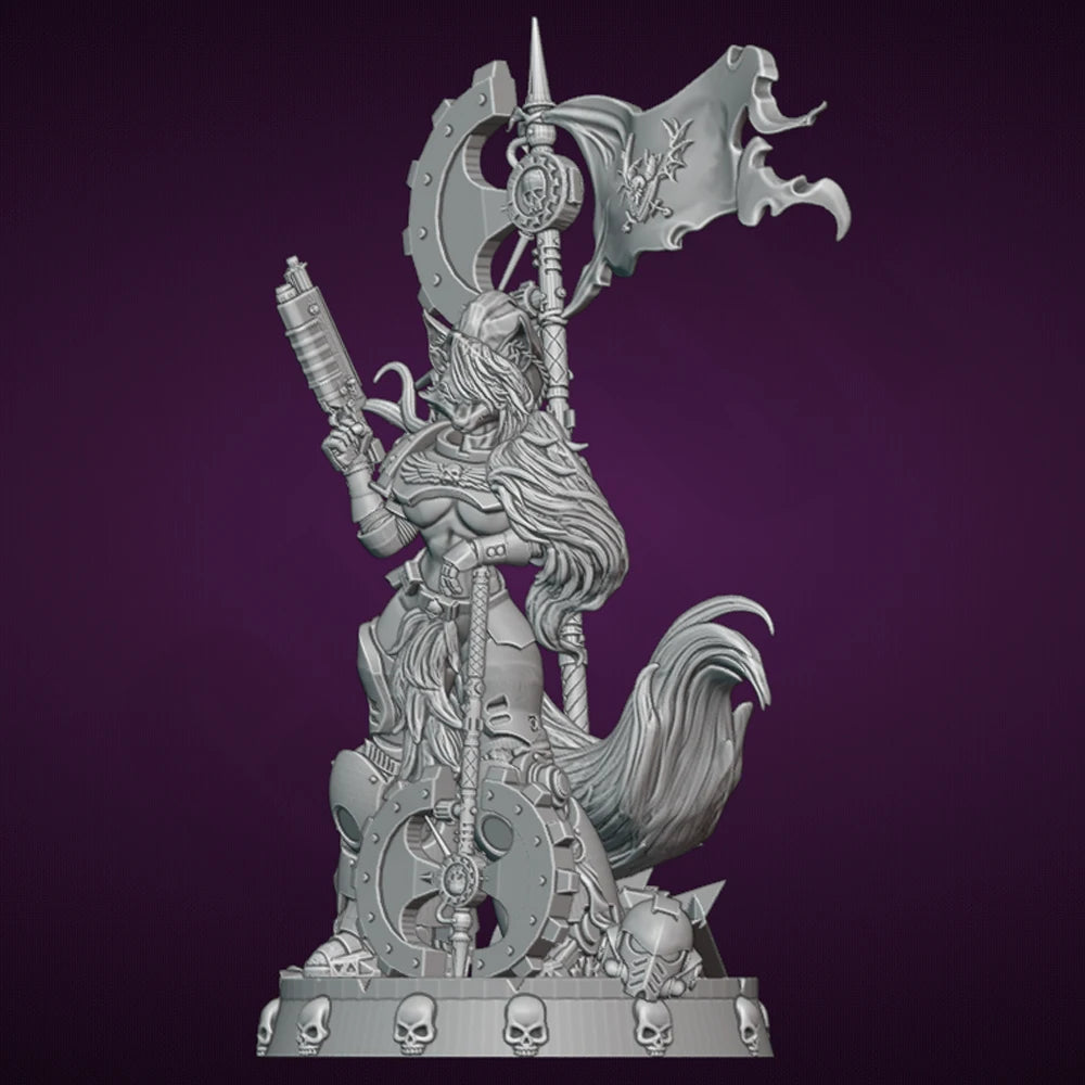 1/24 Loona wolf Space Sexy Resin Figurine Toy Unpainted GK Doll Unassembled 3D Print Assembly Miniature Reduction Statue Toy
