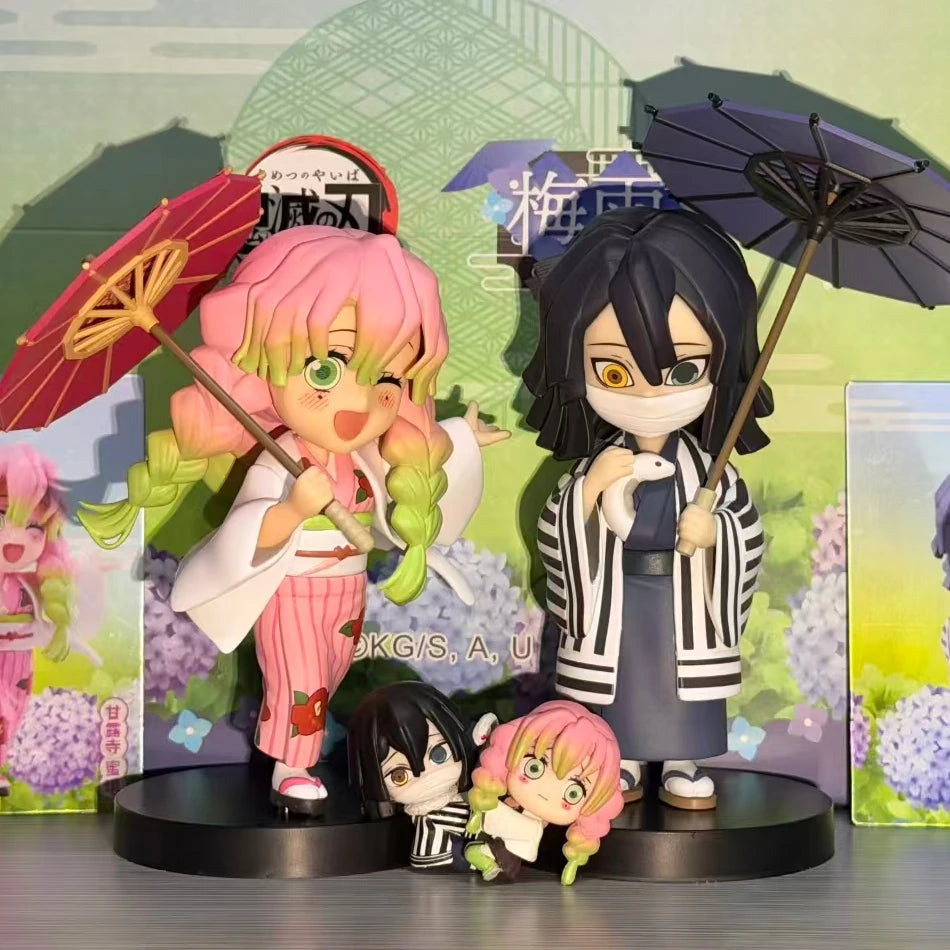 In stock 12cm kawaii  Demon Slayer Plum Rain Series with Box Handmade Model no Yaiba Kamado Nezuko Action Figure Ornament Gift