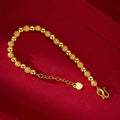 Echtes 18 Karat Gold, 6 mm, runde Perlenkette, reine, verstellbare, klassische Hochzeitskette für Frauen, edles Schmuckgeschenk