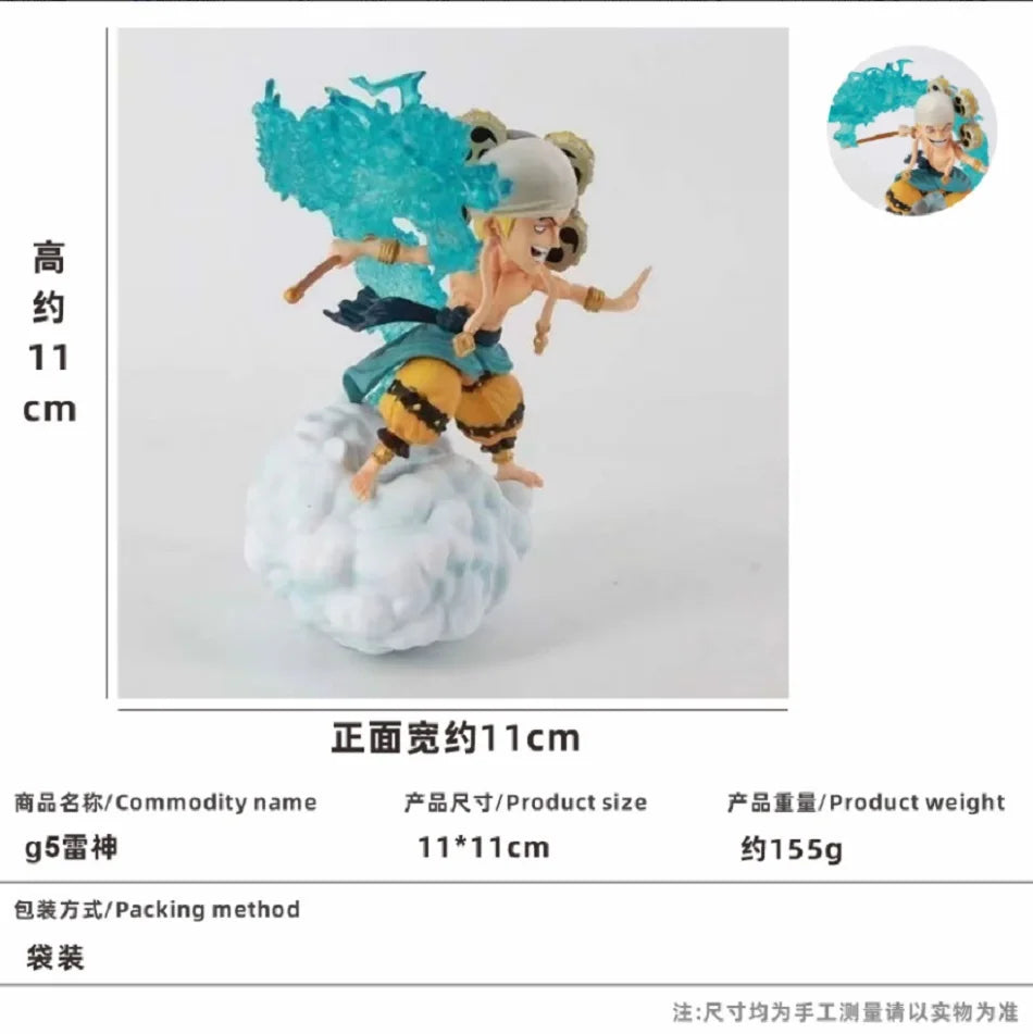 11CM Anime ONE PIECE Grand Line Sky Piea Piece Figure God Enel Mini Action Figures GK PVC Collection Statue Ornament Model Toys